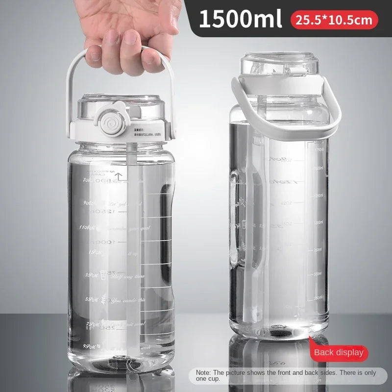 1.5L Sports Water Cup With Straws & Handle BPA-Free Leak-Proof Portable Water Bottle Large Capacity Plastic Straw Water Cup Oasis Select