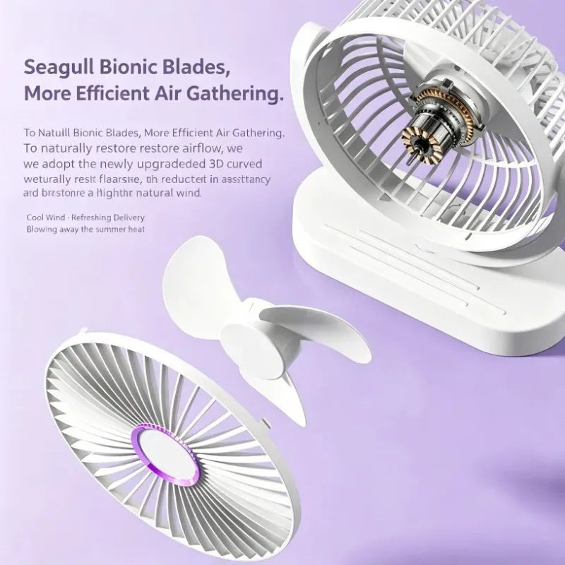 Portable Desktop Fan USB Rechargeable 3 Speed Quiet Mini Air Circulation Fan Brushless Motor Adjustable for Office Home Bedroom Oasis Select
