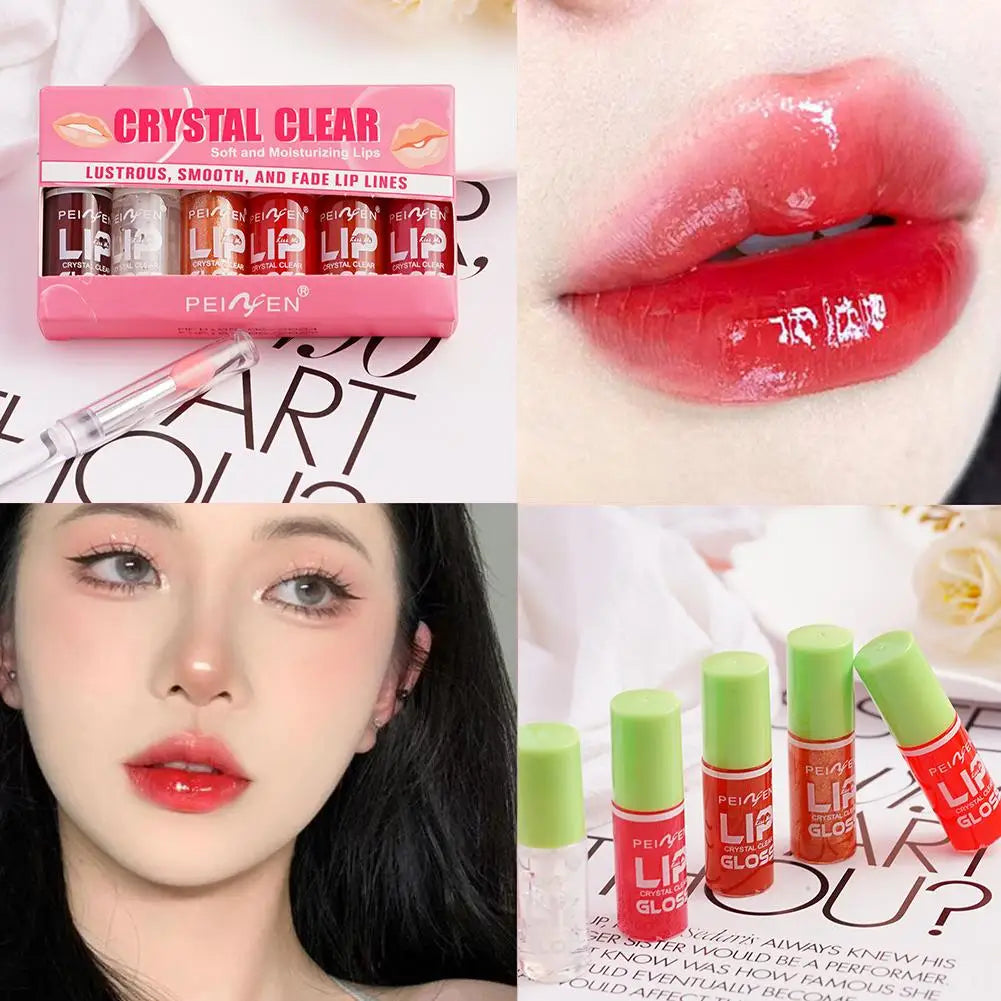 6PCS Moisturizing Lip Gloss Transparent Lip Oil Hydrating Lip Glaze Lip Plumper Hydrating Make Up Liquid Lipstick Set Cosmetics Oasis Select