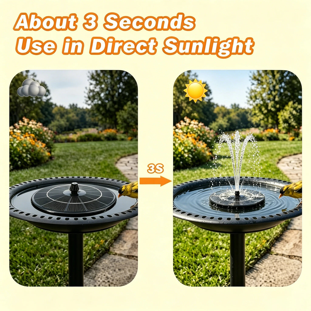 2.8W Outdoor Solar Fountain with 4 Nozzles and 4 Crash Bars, Solar Water Fountain Pump Suitable For DIY Garden Pond Bird Bath Oasis Select