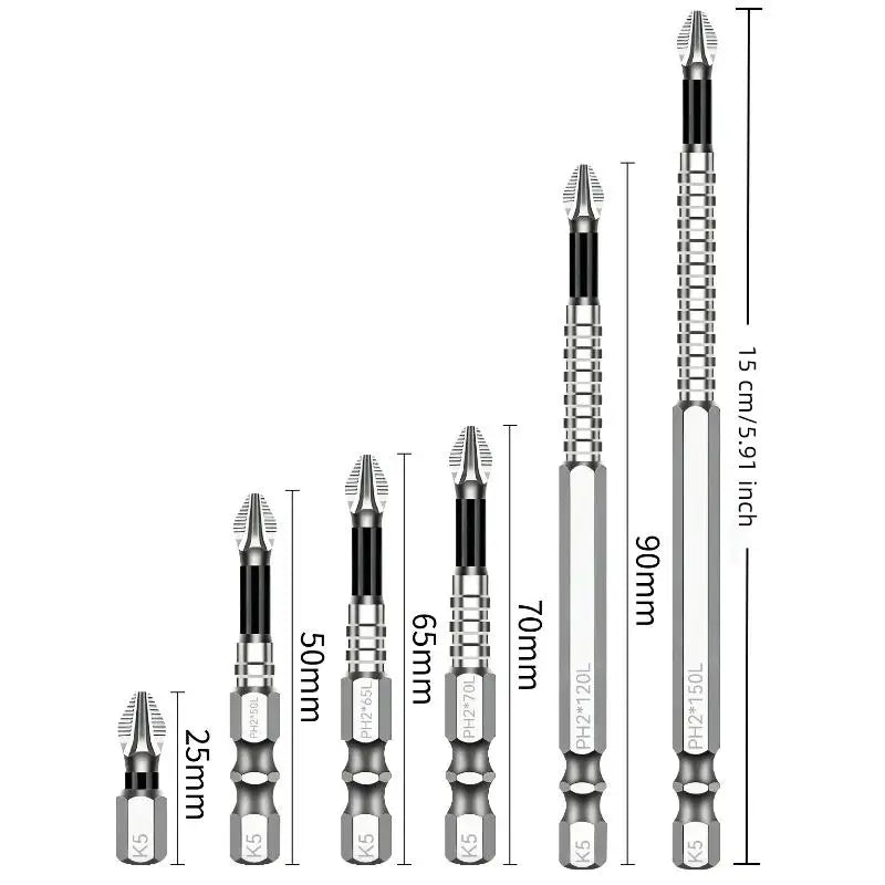 K5 Strong Magnetic Screwdriver High Hardness Bits Set Anti-Slip S2 Standard Non-slip Cross Head Electric Screwdriver Set Oasis Select
