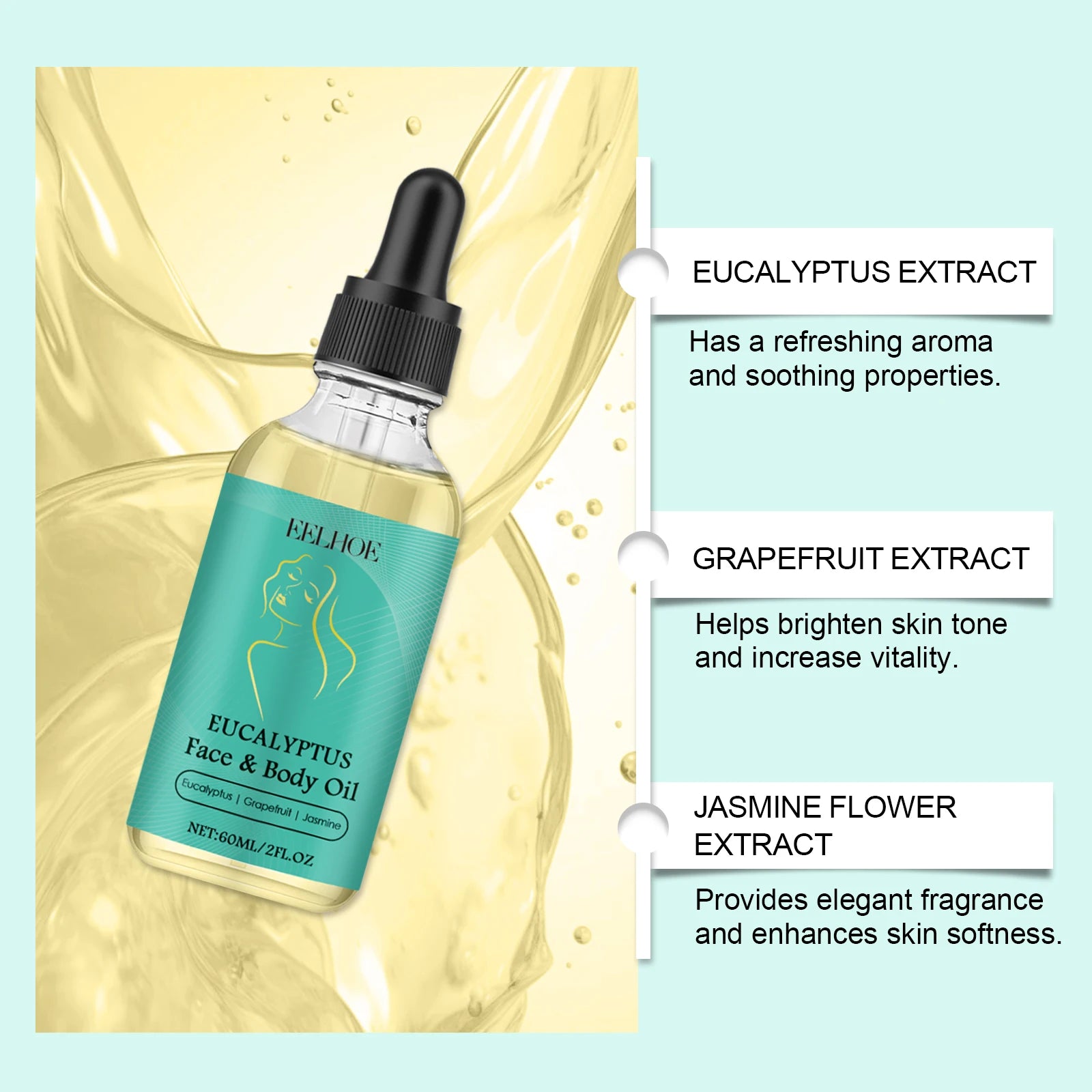 Eelhoe Body & Hair Oil – Grapefruit, Jasmine & Vitamin E 60ml Body & Hair Oil Oasis Select