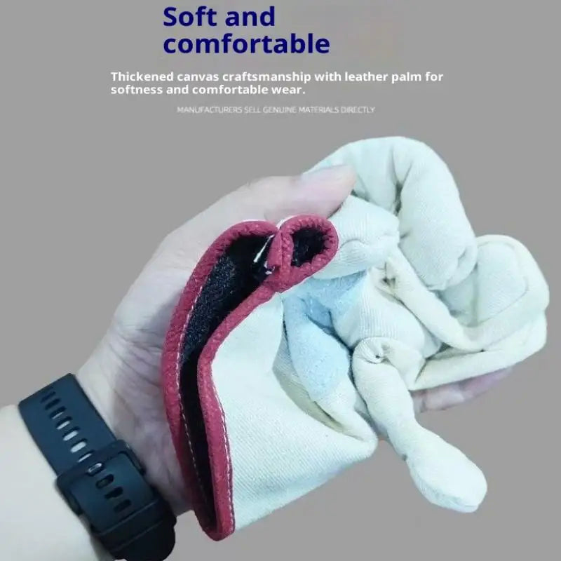Canvas Gloves Wear-resistant Welder Maintenance Canvas Gloves Double Thickened Protective Labor Protection Gloves Canvas Gloves Oasis Select