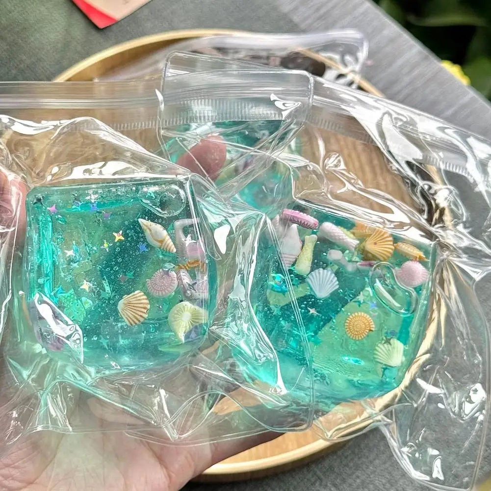 Ocean Themed Sensory Squishy Block Toy Maltose Water Filling Gentle Touch Suitable For Autism Training Daily Stress Reduction Oasis Select