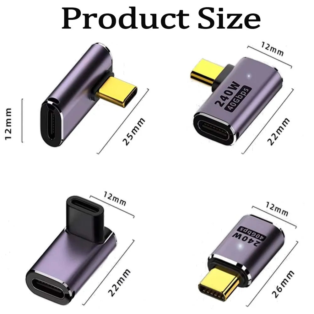 USB4.0 Type-C OTG Adapter 240W 40Gbps 8K 90/180° Elbow USB-C OTG Adapter Oasis Select