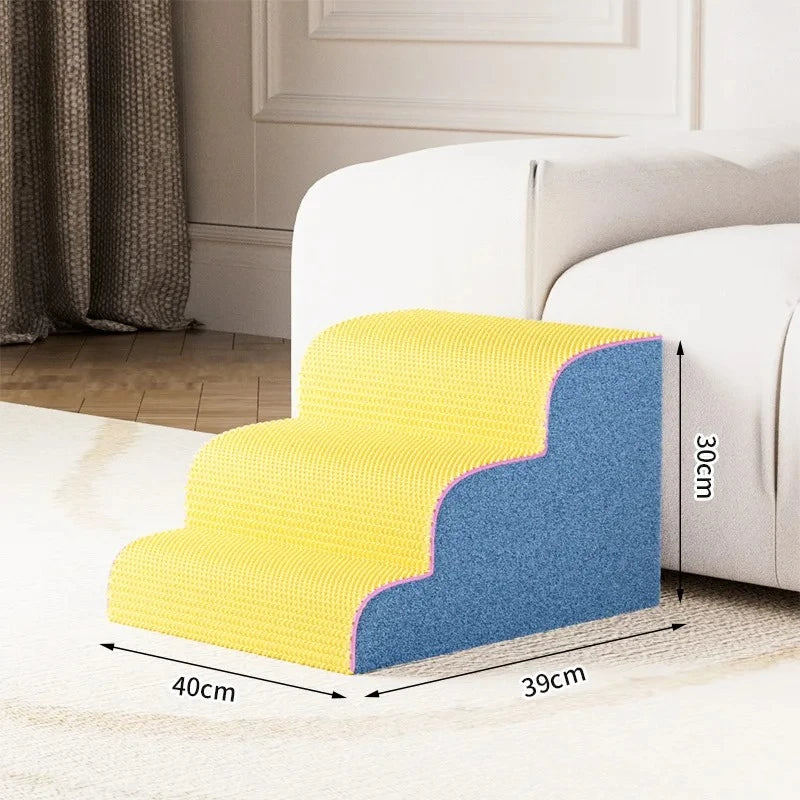 Puppy Stairs Foam Pet Secure Stairs Ramps Non-Slip Ladder dog supplies Pets Protect Older Dog Pet with Joint Pain Sofa Bed Ladde Oasis Select Yellow-blue S