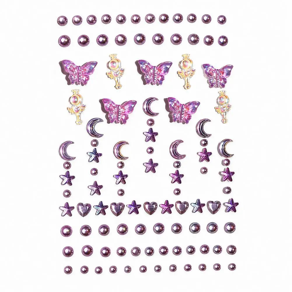 Butterfly Face Gems – 128pc Self-Adhesive Crystal Rhinestone Stickers