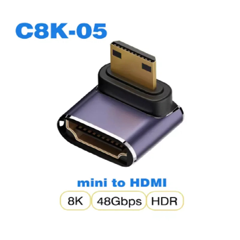 8K HDMI2.1 Cable Adapter micro mini hdmi to HDMI 2.1 Converter 48Gpbs 8K60HZ 4K120HZ for HDTV Projector PS4 PS5 Laptop PC Oasis Select C8K 5