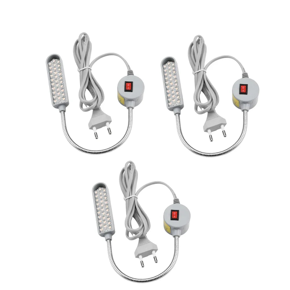 3pcs LED Industrial Sewing Machine Lighting AC110V/220V with 30 Lamp 360° Flexible Gooseneck Lights for Sewing Machine Oasis Select