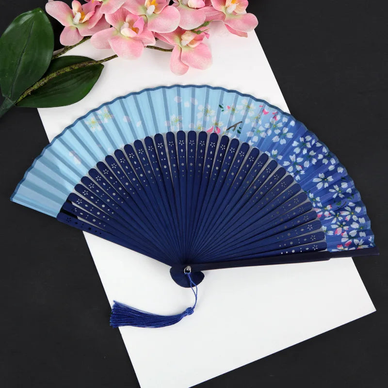 Folding Fan Hand Mini Silk Hollow Out Bamboo Products Arts and Crafts Women Japanese Dance Fan Portable Oasis Select 12