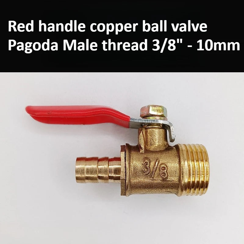 Brass Pagoda Ball Valve 1/2/3/4 Point Female and Male Threads 6/8/10/12mm Water, Oil, Gas, Fuel Pipe Accessories Oasis Select 3l8 Male - 10mm Pagoda
