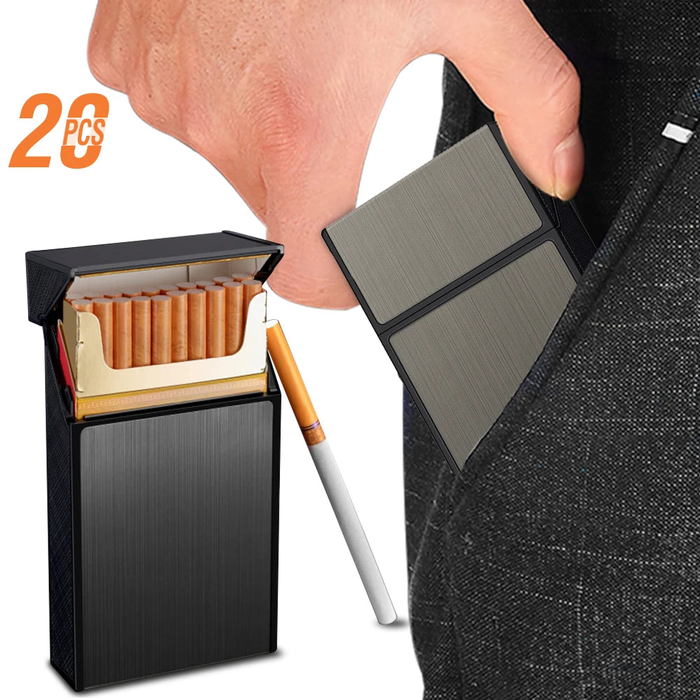 Long Cigarette Case Ultra Thin Flip Cover 20pcs Cigarettes For 100mm Storage Container Box Tobacco Case Smoking Tool Men's Gifts Oasis Select