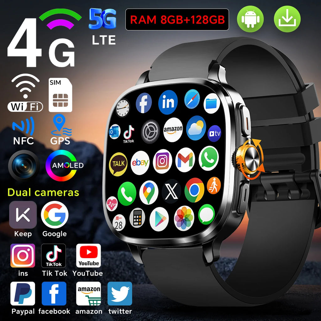 New Android 13.0 Cellular Version Smart Watch 5G LTE Smartwatch With 2.4inch Amoled Screen Sim Card Slot Google Play Store GPS Oasis Select