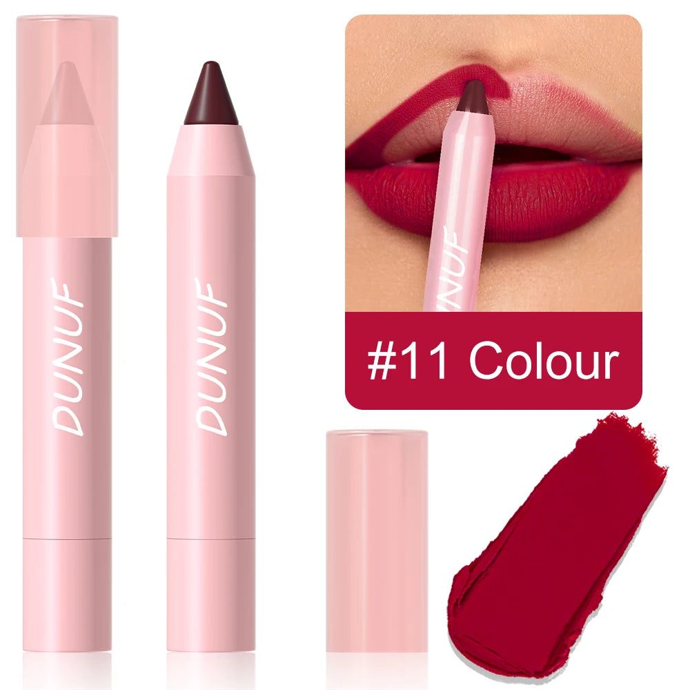 DUNUF 1 Pcs Matte Lip Liner Velvet Lip Gloss Waterproof Long-Lasting Easy to Color Music Festival Ready Lip Makeup for Lipstick Oasis Select 11 Full Size