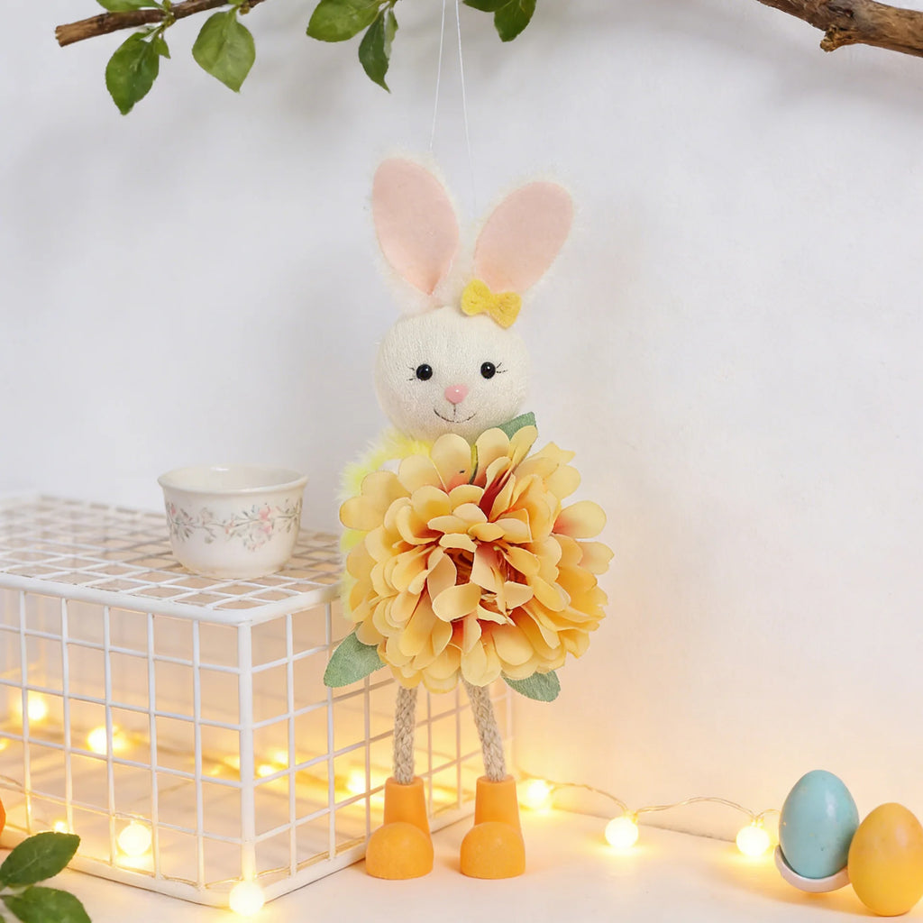 2026 New Easter Decorations 20cm Easter Rabbit with Flower Hanging Ornaments Holiday Spring Party Decorations Gifts for Kids Oasis Select