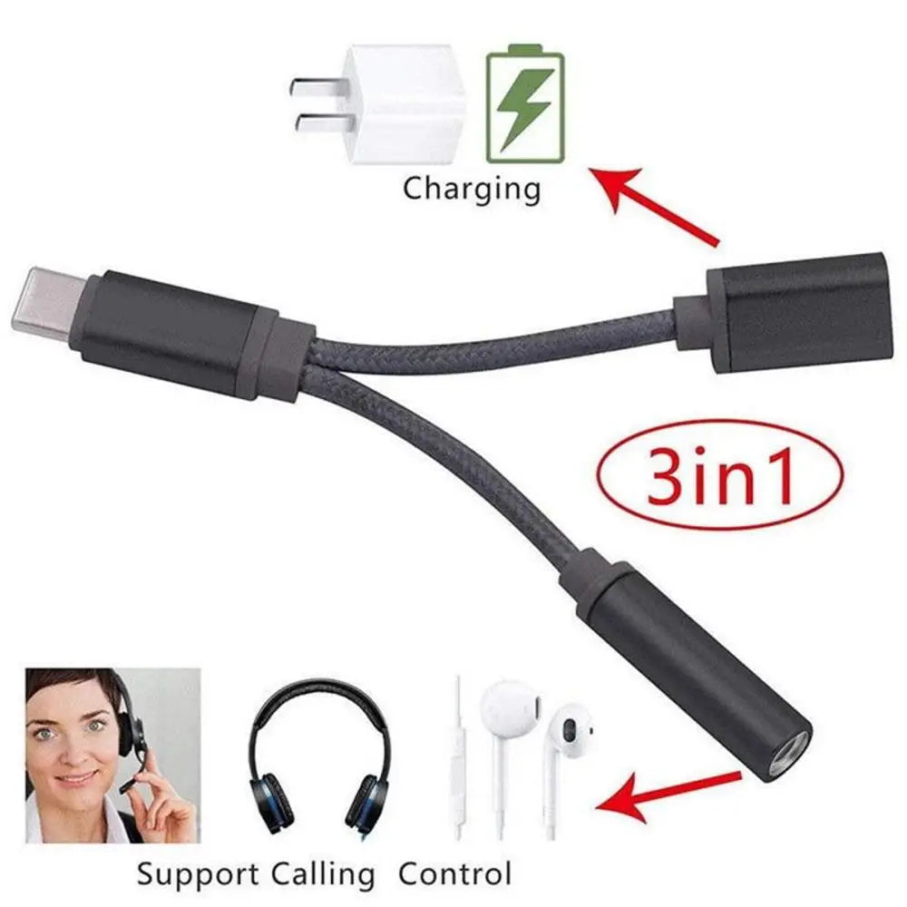Adapter Type C to 3.5mm Aux Cable 2 In 1 3.5mm Jack Type-C To 3.5mm Connector Usb C Cable Audio Cables Type C To 3.5 mm Adapter Oasis Select