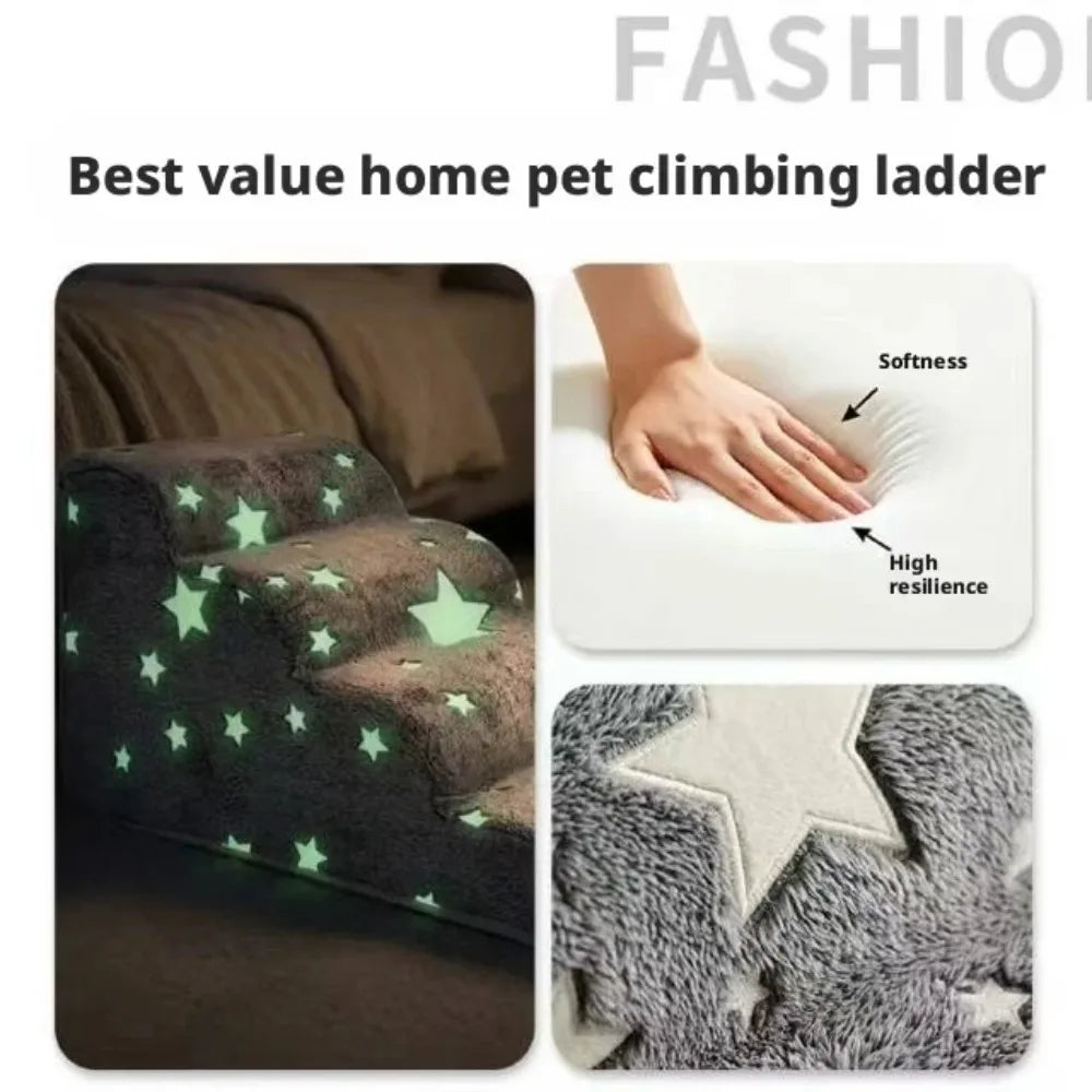 Noctilucent Pet Steps Foam Dogs Secure 2/3/4 Stairs Ramps Non-Slip Pet Star Steps for Protect Older Dogs Pet Sofa Bed Ladde Gift Oasis Select