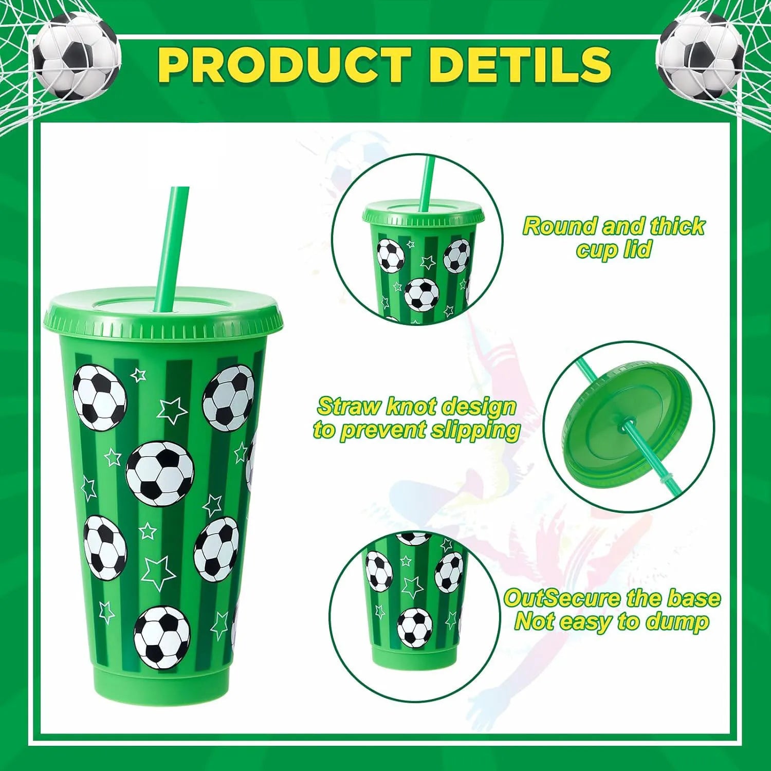 Lightweight Portable 6/12Pcs 710ML 24oz Plastic Football Cup Reusable Tumbler Drinking Bottle Game Day Sports Party Supplies Oasis Select