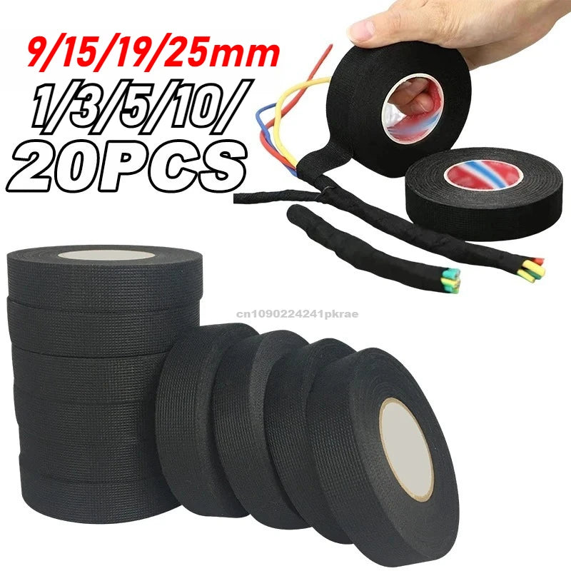 9/15/19/25MM Electrical Insulating Tape Heat Resistant Harness Tape Car Cable Harness Wiring Loom Protection Waterproof Tape Oasis Select