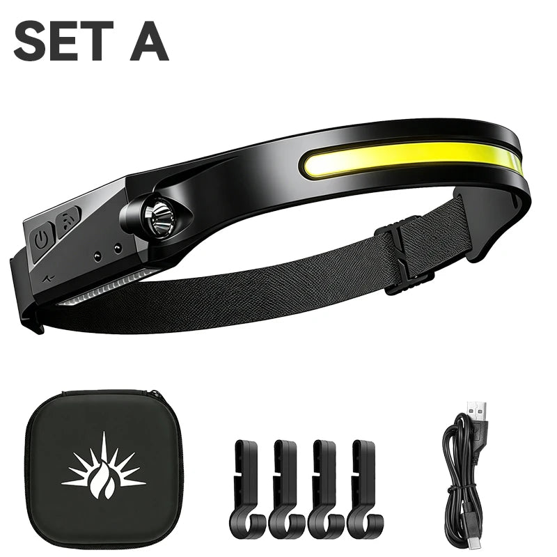 Motion Sensor LED Headlamp USB Rechargeable – 6 Modes IPX4