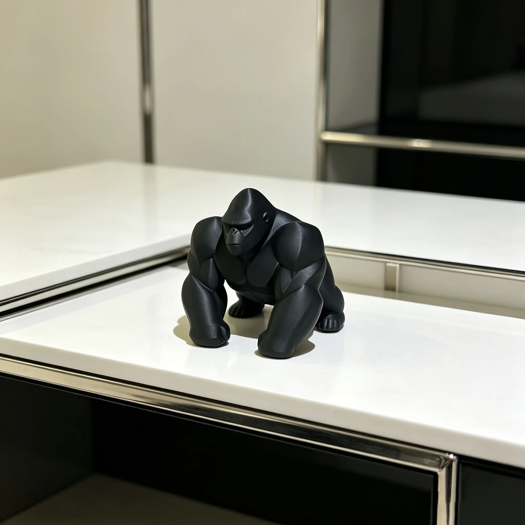 Minimalist Geometric Gorilla Figurine 3D Printing Ape Statue Tabletop Ornaments Modern Home Office Desk Decor Animal Decor Gifts Oasis Select