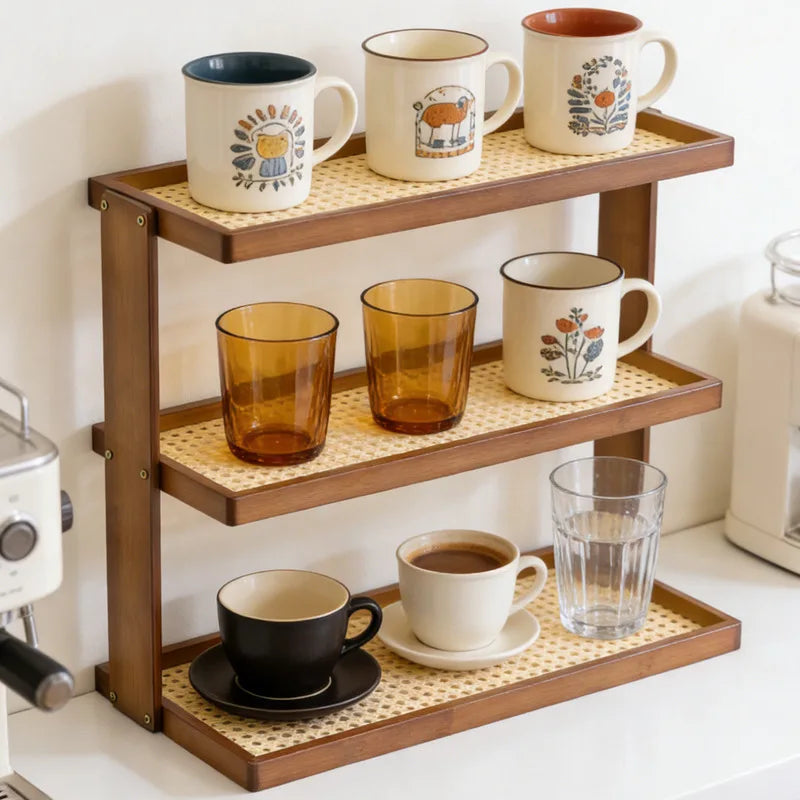 Cup holder, desktop multi-layer countertop, cup holder, storage, household table, small water cup, tea cup, tea set holder Oasis Select