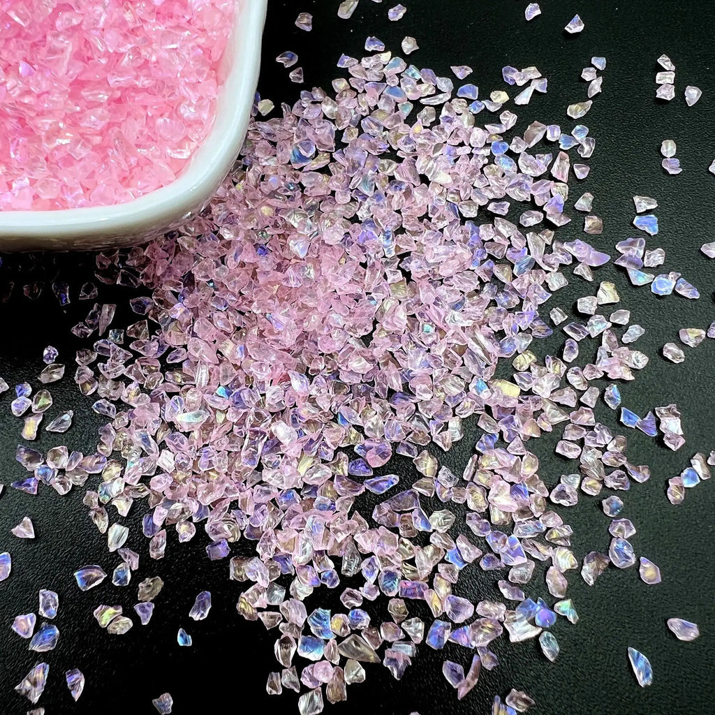20g Glass Crushed Stone Irregularity Crystal Gravel Filling For DIY Epoxy Resin Mold Filler Crafts Decorative Nail Art Filler Oasis Select Pink 20g