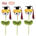 Graduation Season Crochet Bouquet with Graduation Cap Handmade Knitted Flower for Boys Girls Teacher Gift School Oasis Select Dog-3PCS