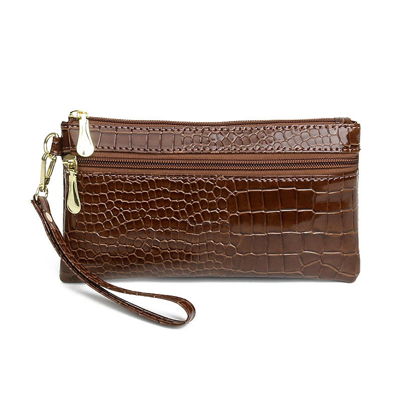 Women's PU Leather Coin Purse | Small Wrist Clutch Wallet Wrist Clutch Wallet Oasis Select Coffee