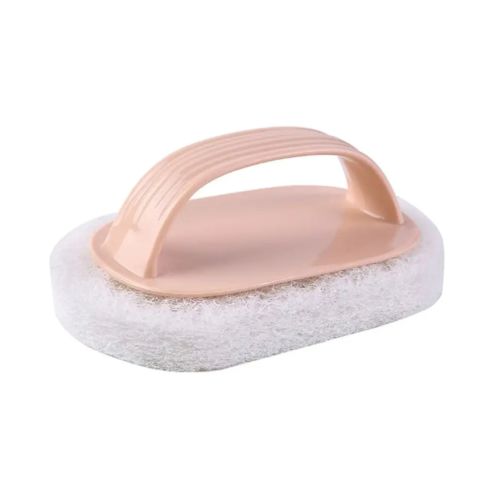 Portable Sponge Bathroom Brush with Handle Multifunctional Bath Cleaning Brush Sponge Bottom Strong Decontamination Oasis Select pink