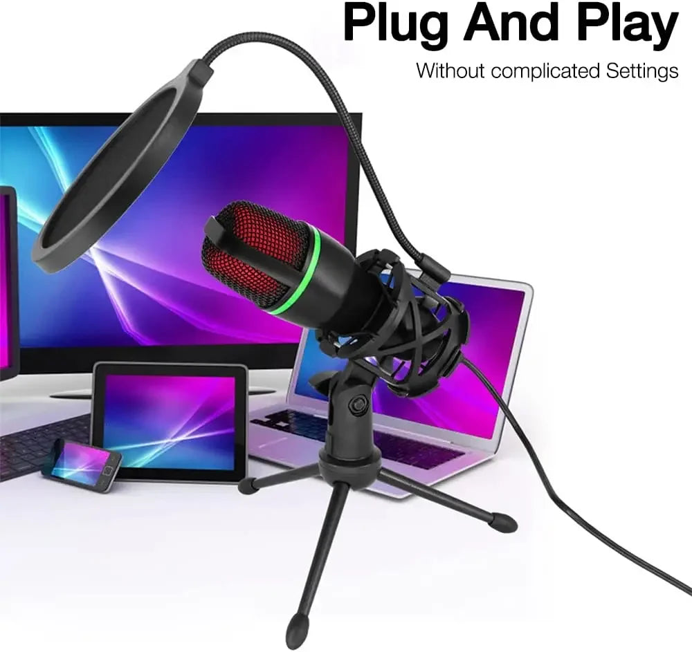 AyeBeau USB Condenser Microphone RGB Kit – Gaming & Podcast