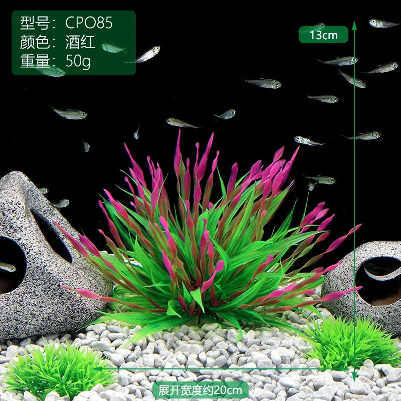 Plastic Aquarium Plants Fish Tank Decorations Artificial Seaweed Water Grass Underwater Plants for Aquarium Ornament Oasis Select Wine-3