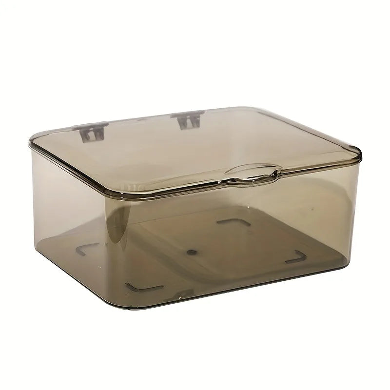 Flip Top Storage Box,Large Capacity Transparent Organizer for Medicine Cosmetics Jewelry,Desktop Dustproof Container Storage Box Oasis Select Transparent Grey