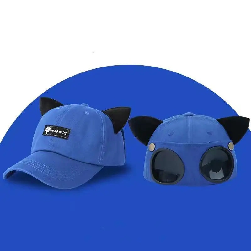Gorras Embroidered Cat Ear Baseball Cap Women очки солнцезащитные женск 모자 UV Protection Summer Sunhat zomer pet dames Oasis Select Blue one size