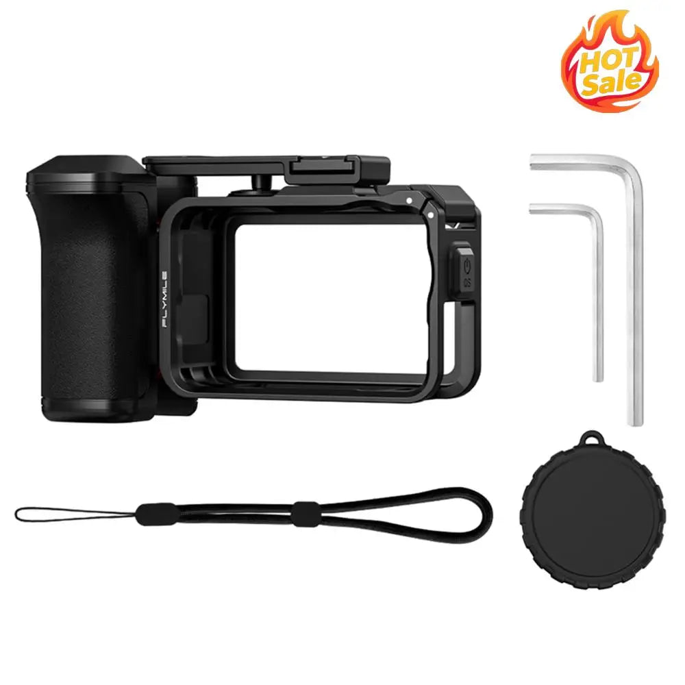 Handle Holder Expansion Mount with Cage Camera Grip Holder with Shutter Button Quick Release Cold Shoe for DJI OSMO Action 6 Oasis Select