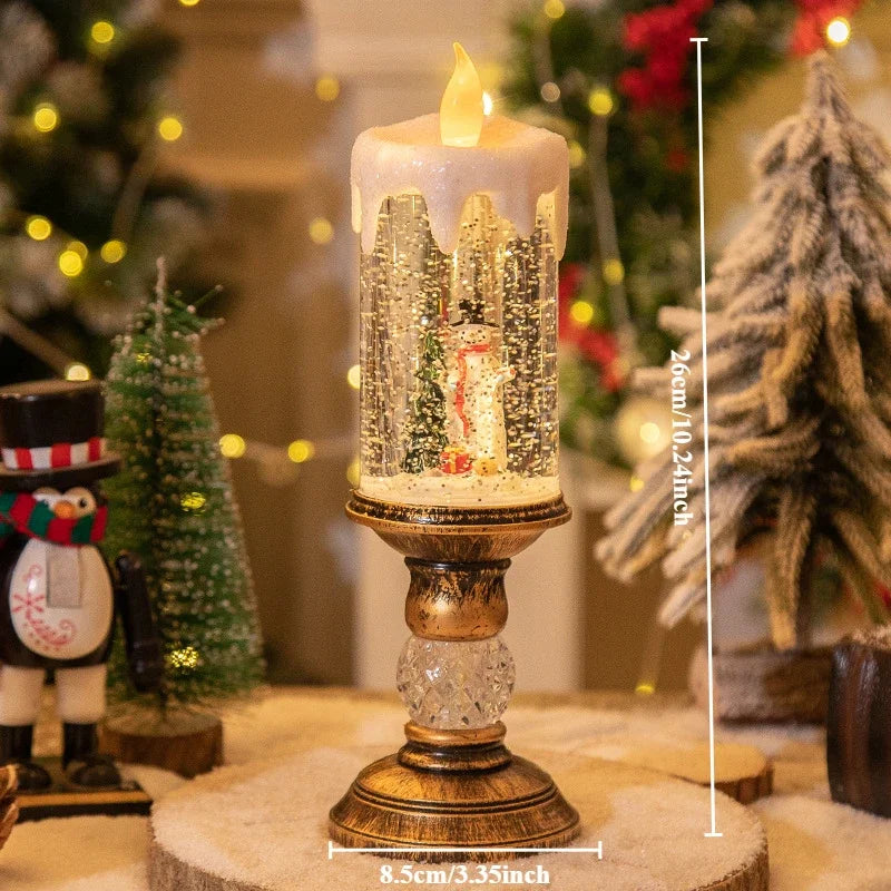Christmas Decorations Candles Christmas Crystal Snow Lights Children's Birthday Christmas Gifts Scene Layout Holiday Decoration Oasis Select snowman