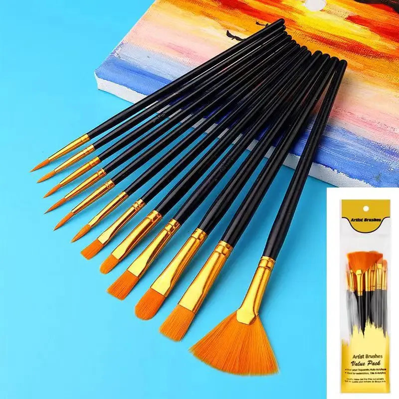 22/12/10 pcs Brush Set Plastic brush for acrylic, watercolor, oil painting for canvas, fabric and paper crafts painting supplies Oasis Select 12pcs