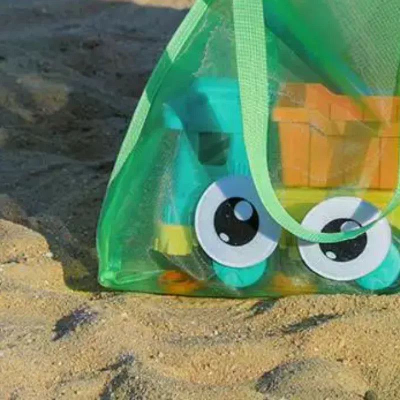 Cute Cartoon Large Capacity Storage Bag Foldable Breathable Mesh Sand Digging Toy Organizer Pouch For Travel Outdoor Sports Oasis Select
