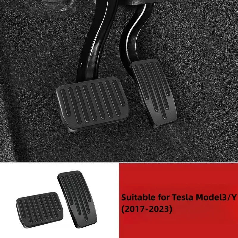 Futhope Car Foot Pedal Pads Covers For Tesla Model 3 Y Highland 2021-2024 Litchi grain anti Slip Accelerator Brake Rest Pedal Oasis Select black