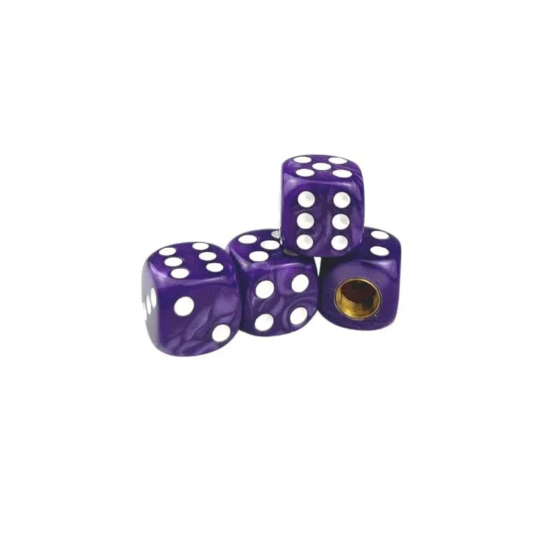 Dice Style Valve Caps Wheel Tire Cover Tyre Valve Plugs Alloy Wheels ABS Tire Wheel Cover For Car Motorcycle Bike Oasis Select New-Purple