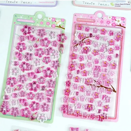 Sweet 3D Cherry Blossom Sticker Romantic Trendy Relief Flower Stickers DIY Scrapbooking Notebook Stationery Decal Decoration Oasis Select