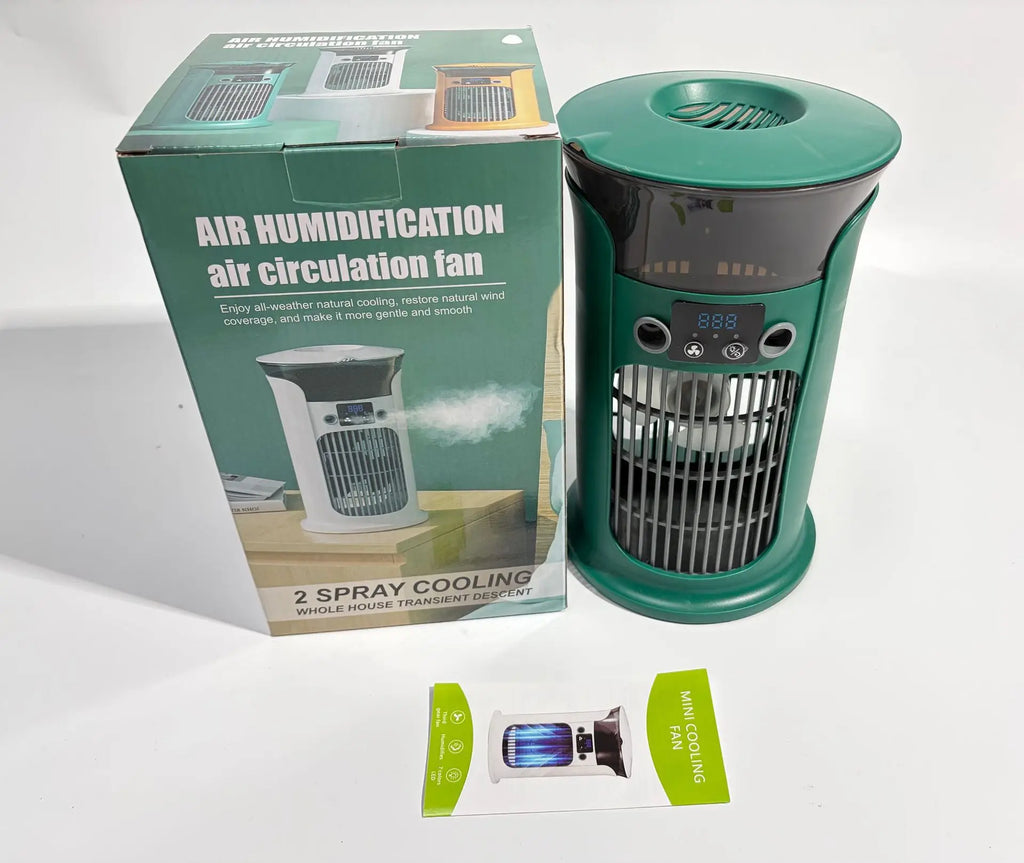 USB Mini Air Cooler Fan | Misting, Humidifier & Night Light Portable Misting Fan Oasis Select green