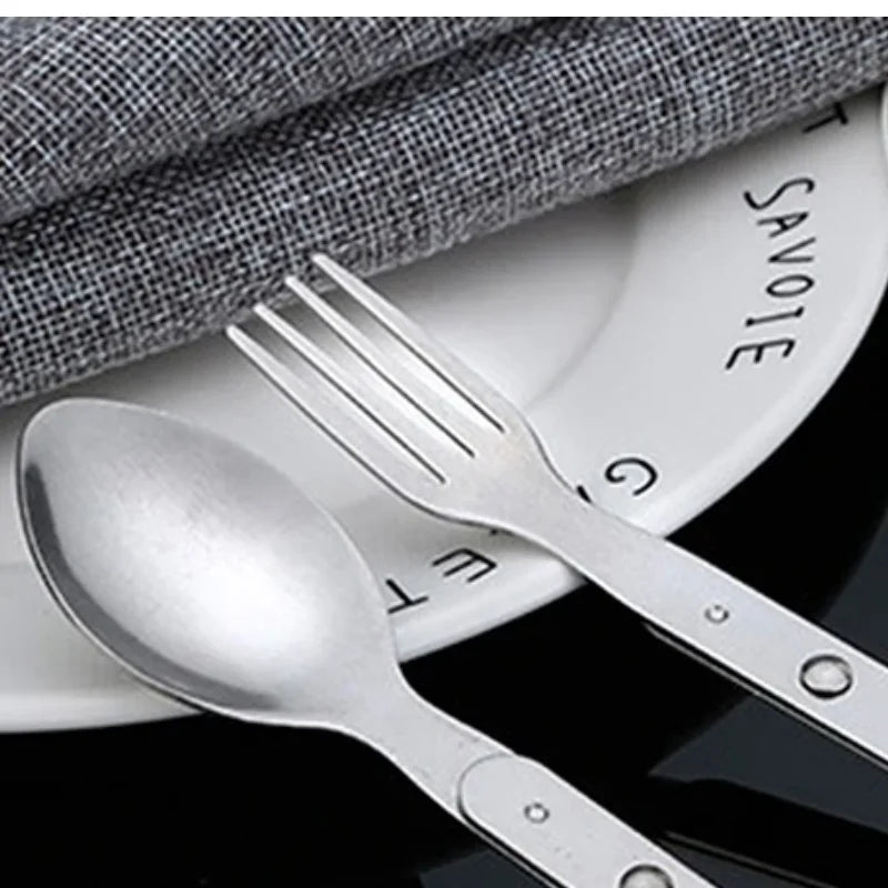Portable 2 In 1 Folding Fork And Spoon ComboTitanium Alloy Lightweight Camping Utensil Spork For Backpacking Outdoor EDC Tool Oasis Select