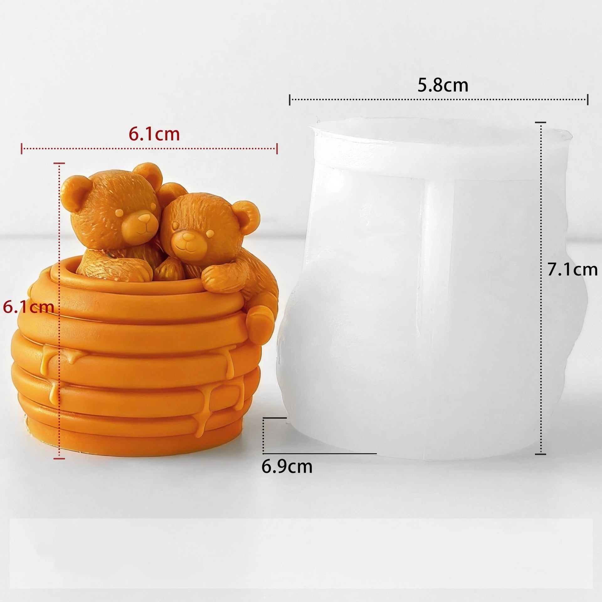 Honeycomb Bear Handmade Scented Candle Decor Silicone Mold DIY Animal Bear Resin Drip Casting Plaster Silicone Mold Oasis Select J-5524
