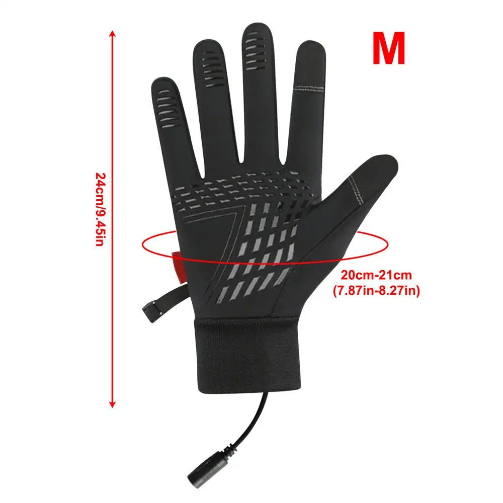 Heated Gloves Motorcycle Gloves USB Charging Windproof Non-Slip Touchscreen Waterproof Thick Drawstring Mitten for Skiing Oasis Select M