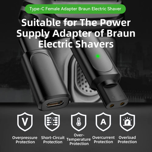 12V USB-C Shaver Adapter for Braun Series 3/5/7/9 Charger Shaver Charging Adapter Oasis Select
