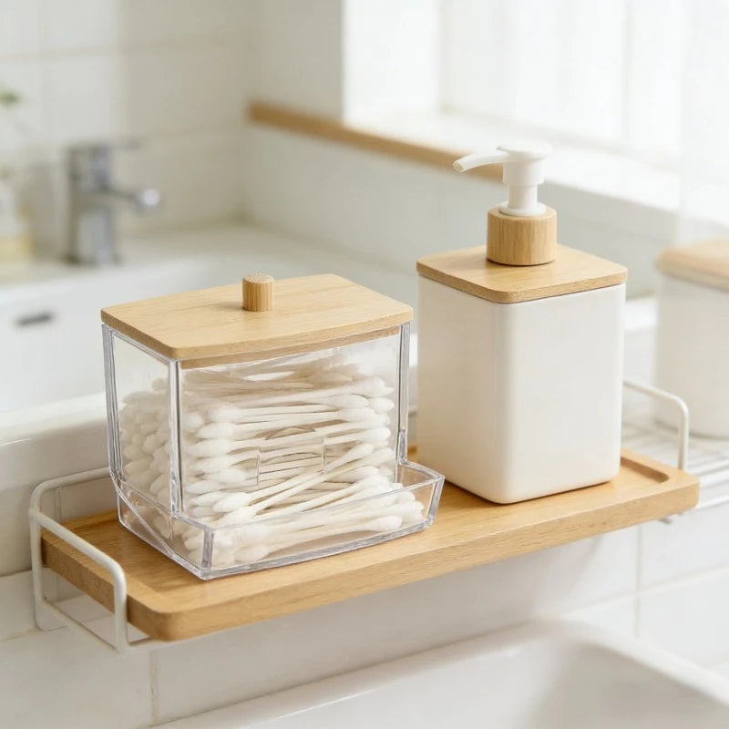 Transparent Acrylic Covered Storage Vessel Cosmetic Sorting Container Sealed Cotton Swab Facial Pad Keeper Tidy Vanity Accessory Oasis Select