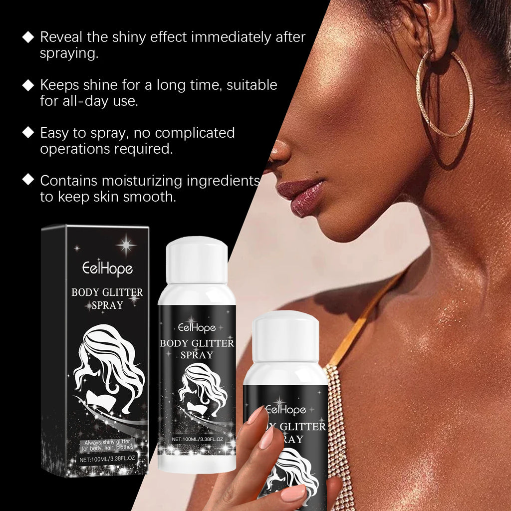 Quick Drying Universal Powder Spray Multipurpose Body Face Glitter Spray Clothes Highlighter Powder Gloss Shimmering Sparkle Oasis Select