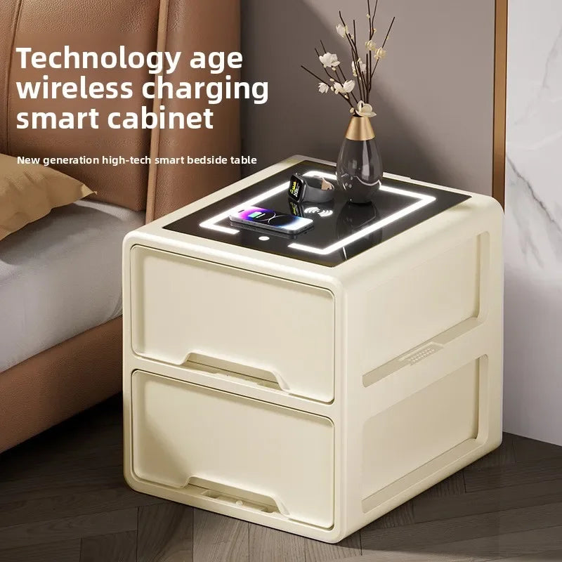 Drawer Snack Storage Cabinet Home Bedroom Living Room With Wireless Charging Multi-layer Locker Free Installation Bedside Table Oasis Select