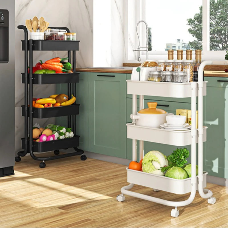 Kitchen Shelf Household Cart Multi-layer Movable Storage Rack Floor to Floor Bedroom Mobile Snack Storage Rack Oasis Select